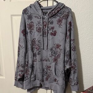 NWOT Torrid Heather Gray Floral Hoodie